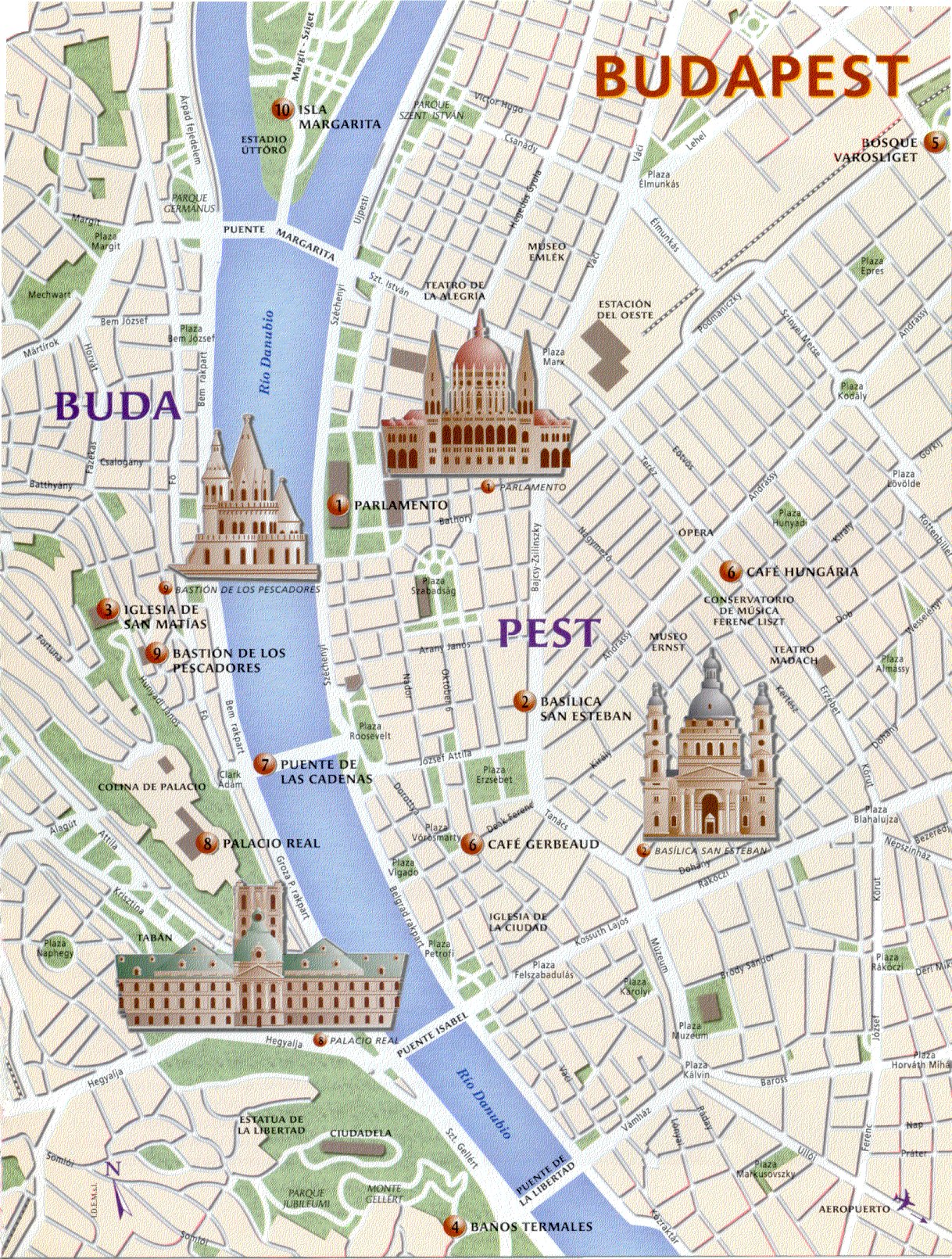 Mapa centro de Budapest - Hungría